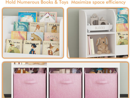 Bookcase And Bookshelf With 3 Collapsible Drawers, Multifunctional Display Stand