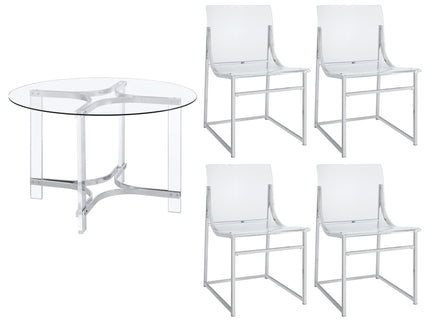 Uptown - 5 Piece Round Dining Set - Chrome