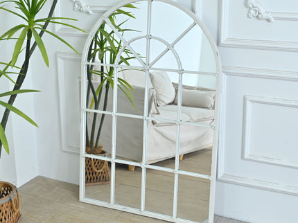 Handmade Arched Mirror, Windows Design For Entryway - White