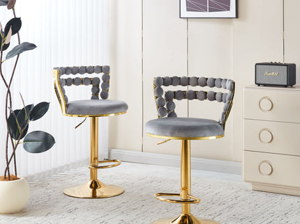 Modern Bar Chair With Iron Tube Legs, Soft Cushions And Comfortable Backrest (Set of 2)