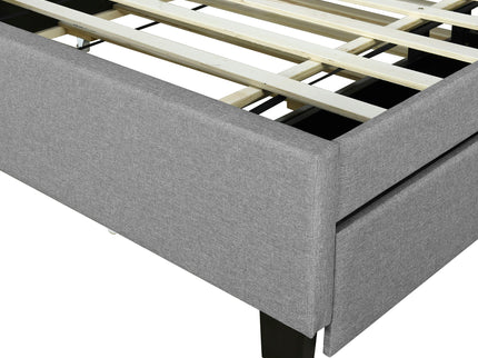 Upholstered Platform Bed With Storage Headboard, Trundle & 2 Drawers And A Set Of Sockets & USB Ports