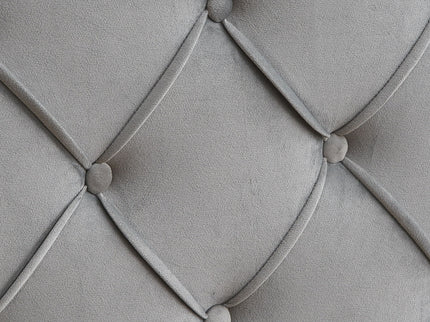 Queen Platform Upholstered Bed Button Tufted With Curve Design, Strong Wood Slat Support - Gray