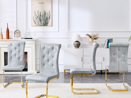 Elegant Design Alligator Skin Upholstered Dining Chairs