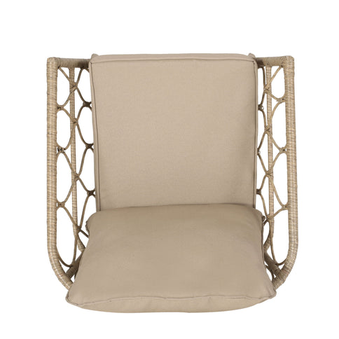 Bruce - Outdoor Club Chair Set With Water Resistant Cushions Rattan And Iron - Brown