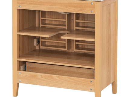 Elegant Fluted Bathroom Vanity With Sink, Soft Close Doors & Drawer