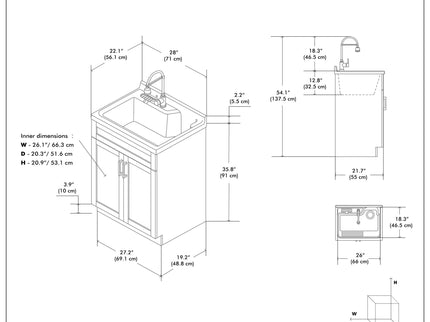 Hennessy - Deluxe Laundry Utility Sink And Cabinet