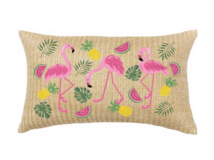 Summer Outdoor Lumbar Flamingo Pillows - Multi