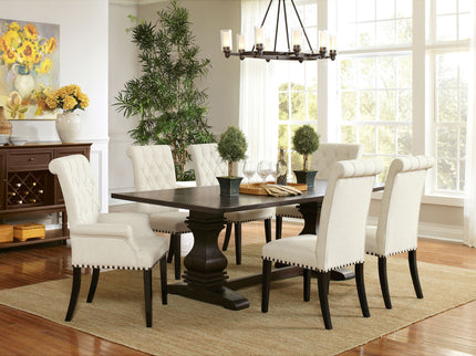 Vaughn - Upholstered Dining Chair With Tapered Legs And Nailhead Trim - Beige