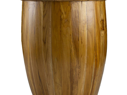 Drum Side Table With Tray Style Top - Brown