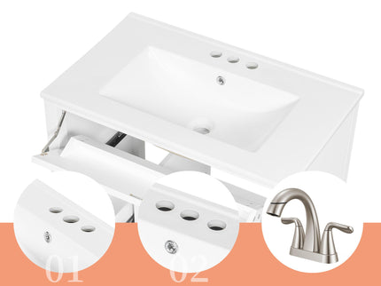 Bathroom Vanity With Sink, 3 Drawers And Adjustable Shelf, Freestanding Storage Unit