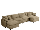 Light Brown / 3 Pc. 4 Seater Sectional, 2 Ottomans