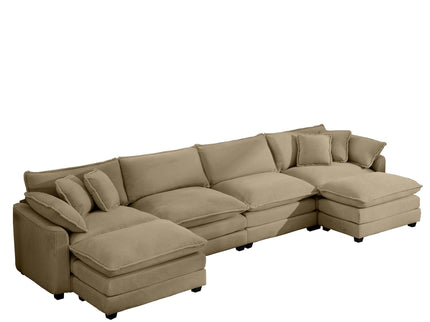 Oversized Modular Cushion Sofa With Ottoman, Low Back, Deep Seating Sofa Set
