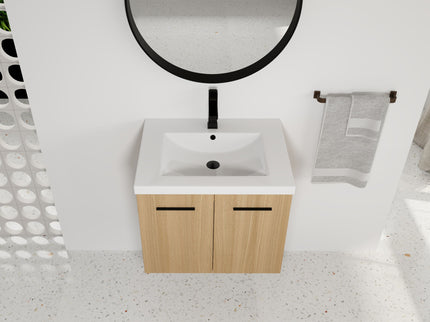 Floating Bathroom Vanity With Sink, Wall Mounted Double Door Storage