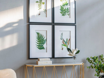 Botanical And Fern Wall Art, Wall Decor For Living Room Dining Room Entryway (Set of 4) - White / Black