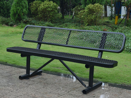 6' Outdoor Steel Bench With Backrest