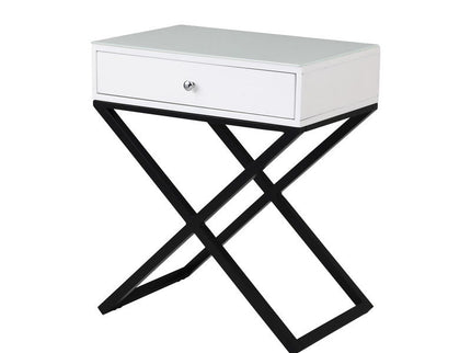 Koda - End Side Table Nightstand, Drawer And Cross Base