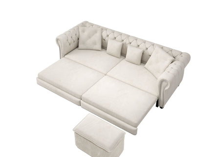 3 In 1 Convertible Sleeper Sofa Bed With Movable Ottoman