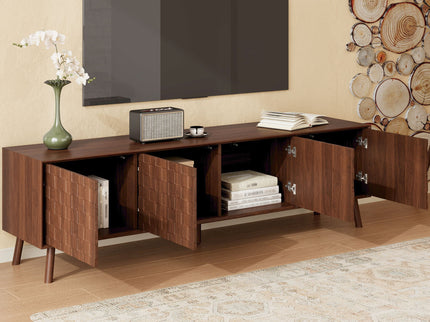 TV Stand With Soft Closing Hinges And Cable Management - Walnut