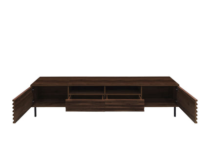 TV Stand For TVs Up To 85" With Closed Storage, Soft Closing Hinges - Walnut