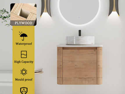 Wall Mounted Bathroom Vanity With Art Sink, 1 Soft Close Door