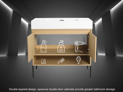 Modern Bathroom Vanity Combo With Single Resin Sink And Storage Cabinet