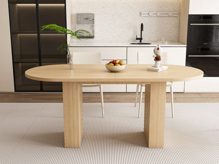 Oval Dining Table With Wood Strip Base