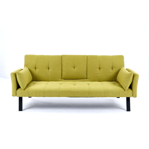 Sofa Bed With Foldable Design And Cup Holder - Green