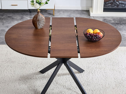 Extendable Round Dining Table - Walnut