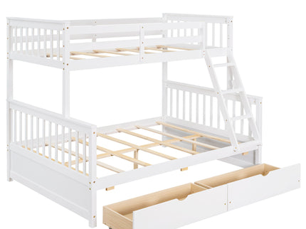 Bunk Bed With Ladders And 2 Storage Drawers