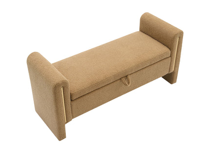 Modern Teddy Upholstered Large Bed End Bench With Arms And Storage