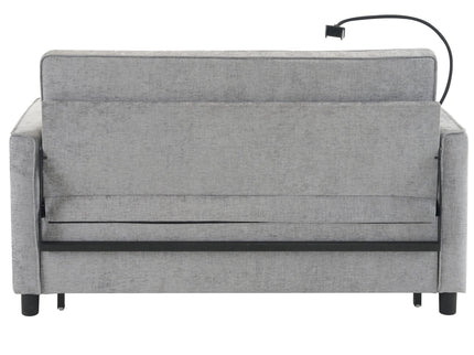 Pull-Out Sleeper Sofa With Reversible Backrest Cushion, Side Pockets, 2 USB Ports And A Phone Holder For Living Room
