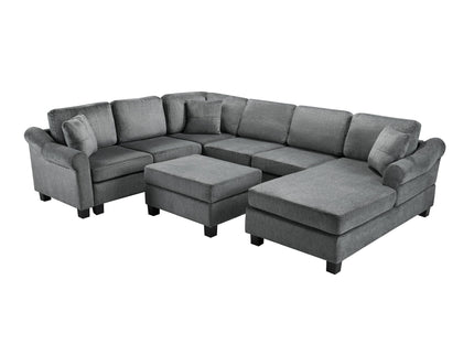 Contemporary U - Shaped Sectional Sofa With Movable Storage Ottoman