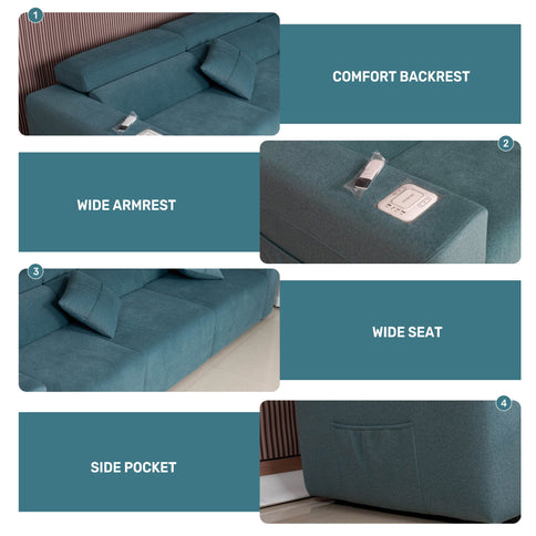 3 Seater Power Recliner Sofa With Wireless Charging And Remote Control