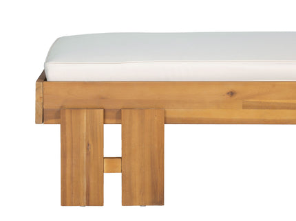 Daybed With Cushion & Pillow, Low Profile Design For Indoor / Outdoor Use - Cream / Teak