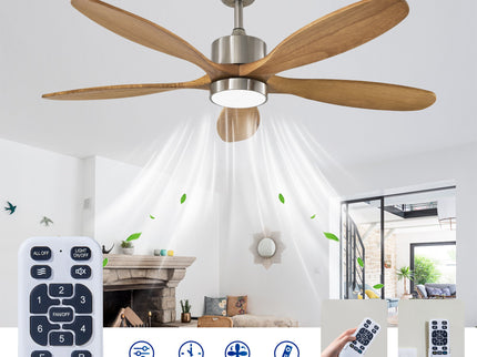 Ceiling Fan With Lights Quiet DC Motor Ceiling Fans 6 Speed Levels - Nickel