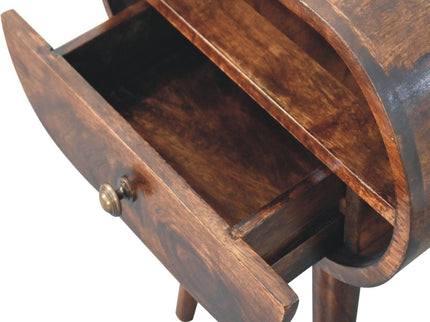 Circular Bedside Table With Open Slot - Walnut