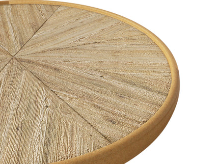 Round End Table With Pedestal Base - Natural Wood