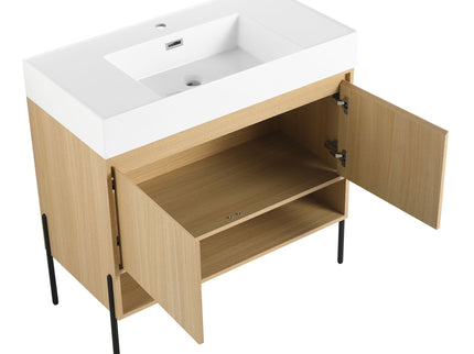 Modern Bathroom Vanity Combo With Single Resin Sink And Storage Cabinet