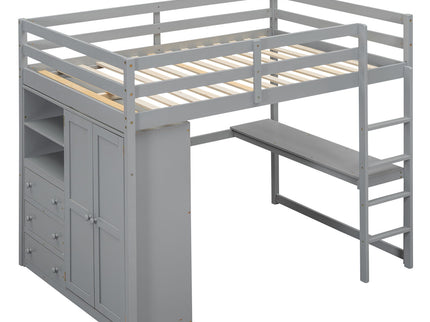 Loft Bed With Built In Wardrobe, Shelves And Drawers