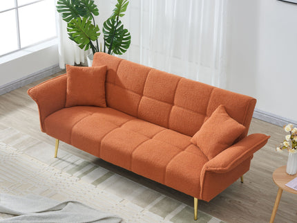 Convertible Double Futon Sofa Bed With Folding Armrests For Living Rooms