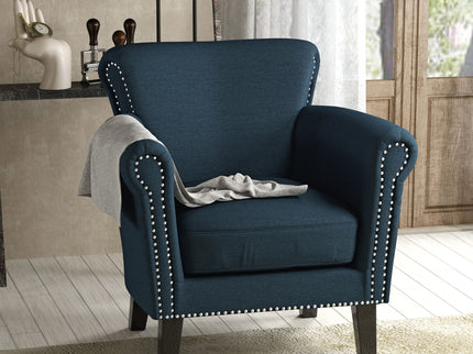 Elegant Club Chair With Nailhead Trim And Birch Wood Legs