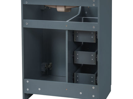 Bathroom Vanity With Integrated Sink, Rectangular Cabinet With 1 Door And 3 Drawers