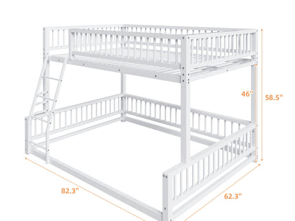Bunk Bed Frame With Ladder And Safety Guardrails