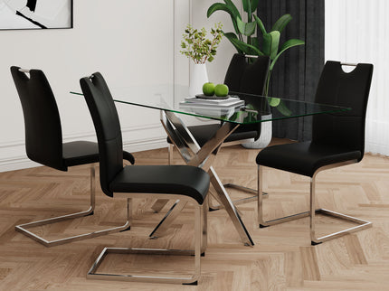 Modern Dining Chairs With Padded Seat And Metal Legs