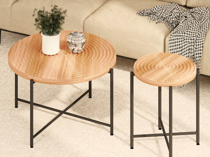 Coffee And End Table Set Waterproof Cover (Set of 2) - Natural Wood / Brown