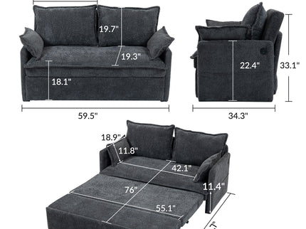 Pull Out Sofa Bed, Convertible Sleeper Sofa Couch, Side Storage, And USB / C - Type Charging Ports Chair
