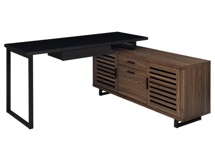 Rodger - L Shape Office Desk With Storage, Workstation For Home Or Office - Walnut