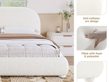 Upholstered Simple Modern Bedroom Bed With Curved Headboard