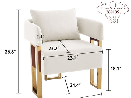 Modern Classic Design Decorative Chair Teddy Fleece Upholstered And Metal Foot