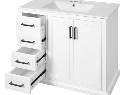 Bathroom Vanity With Sink, Soft Close Doors, Adjustable Shelf & 3 Drawers